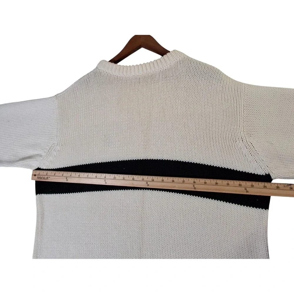 Polo Jeans Ralph Lauren Sweater XL Off-White Ribbed Knit Heavy Striped